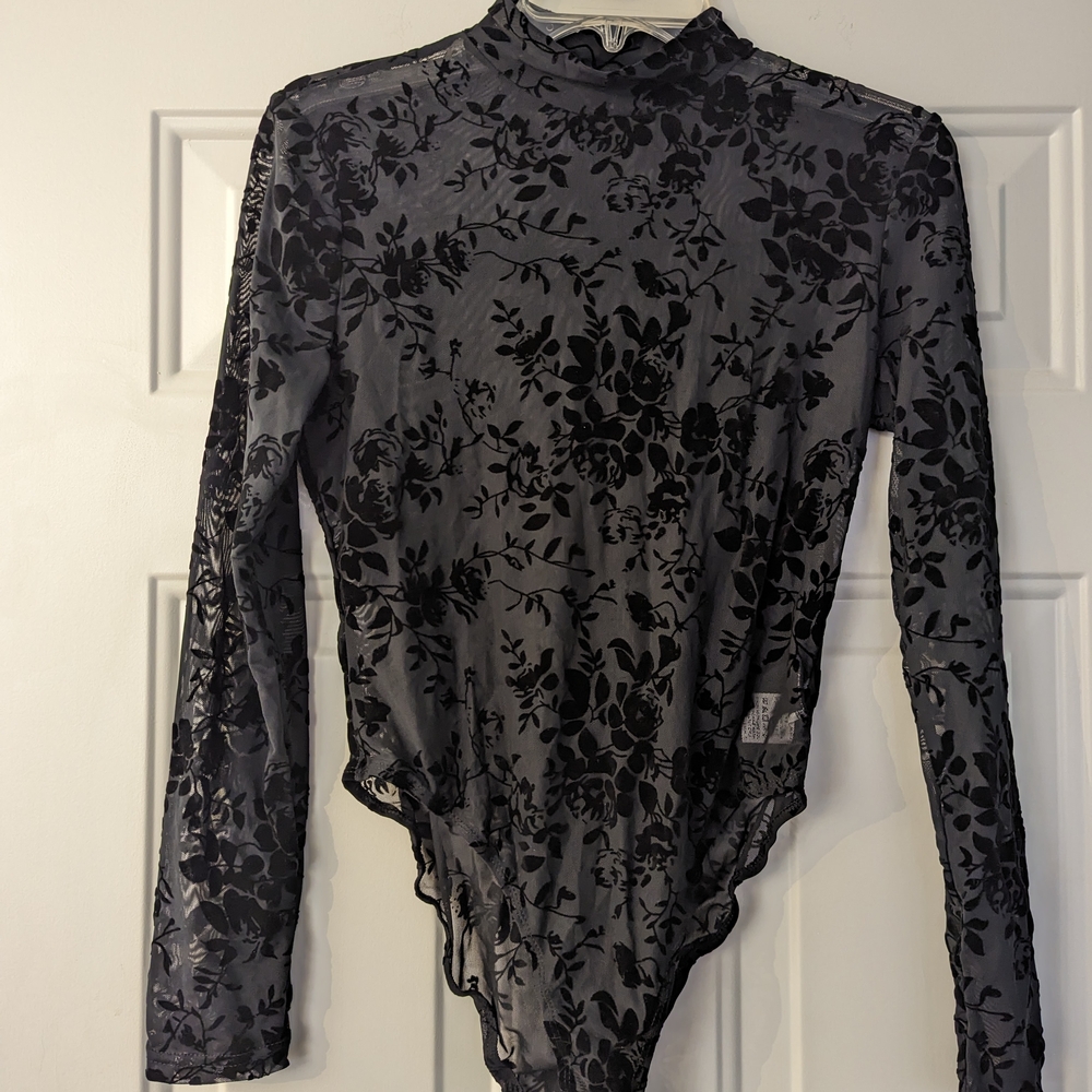 SHEIN Black Floral Bodysuit